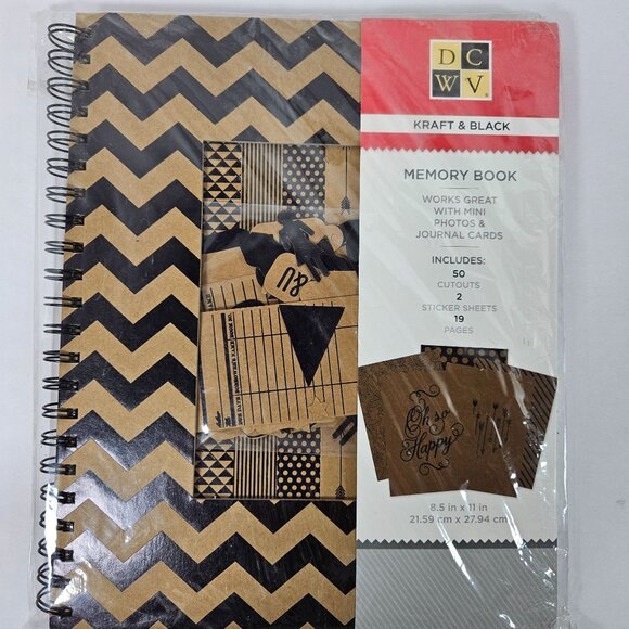 DCWV Memory Books Kraft & Black 2 Books with 50 Cutouts & 2 Sticker Sheets NEW - Picture 3 of 6